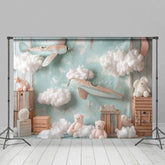 Aperturee - Aperturee Trip Begins Plane Teddy Clound Cake Smash Backdrop